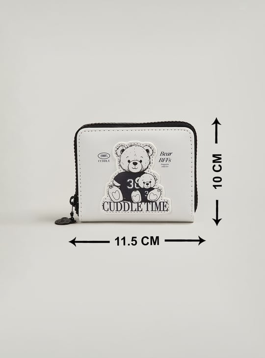 Women Applique Zip Around Wallet