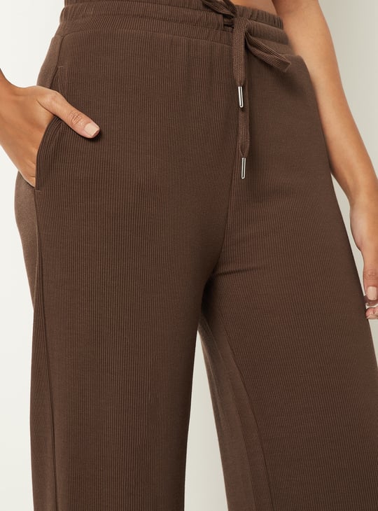 Women Solid Wide Leg Sports Track Pants