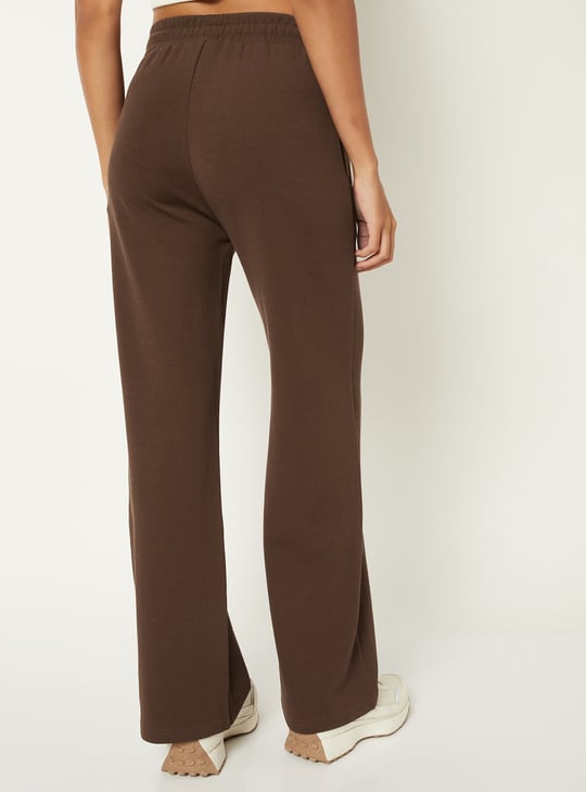 Women Solid Wide Leg Sports Track Pants