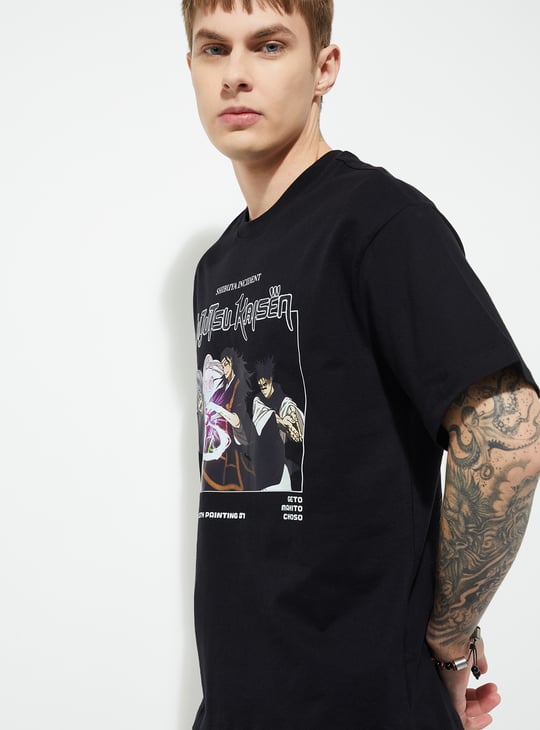 URB_N Men Jujutsu Kaisen Print Oversized T-shirt