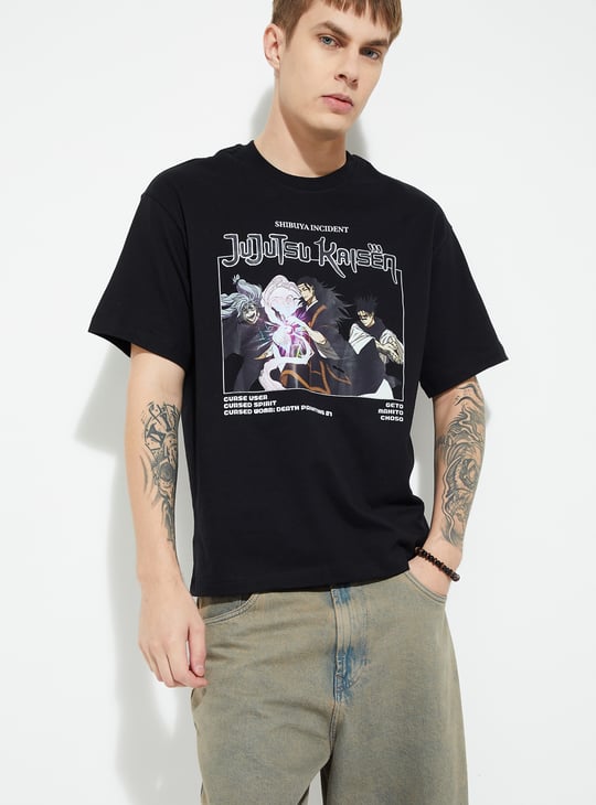 URB_N Men Jujutsu Kaisen Print Oversized T-shirt