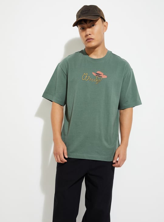 URB_N Men Woody Print Oversized T-shirt