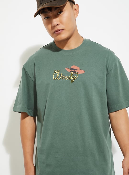 URB_N Men Woody Print Oversized T-shirt