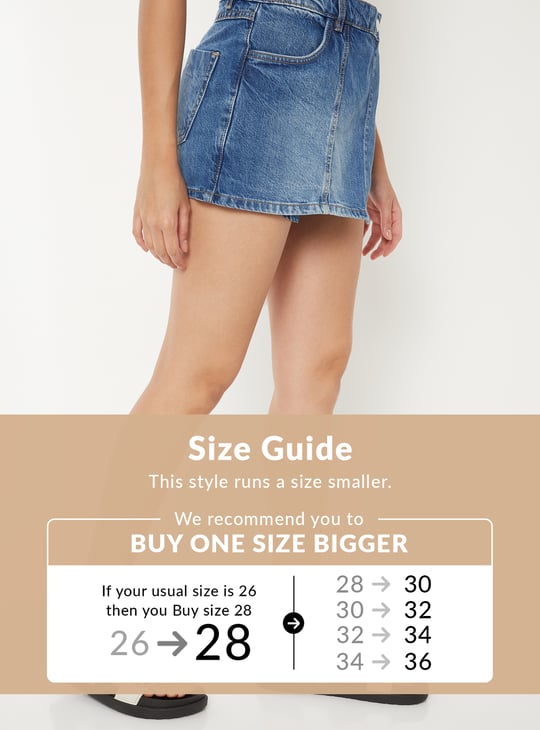 Women Washed Denim Skorts