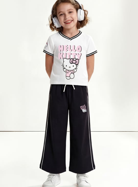 Girls Hello Kitty Print Track Pants Set | Off White | Printed