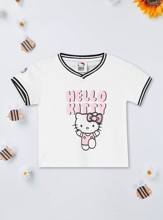 Girls Hello Kitty Print Track Pants Set | Off White | Printed
