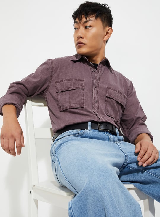 URB_N Men Textured Regular Fit Shirt