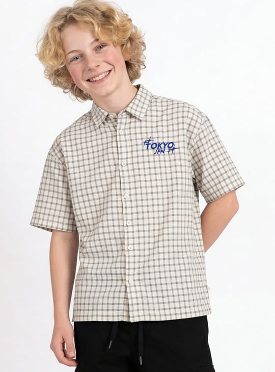 Boys Checked Oversized Shirt