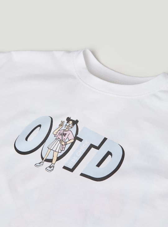 Girls Printed Oversized T-shirt
