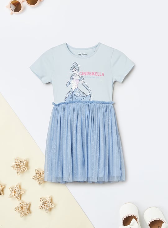 Girls Cinderella Print Tulle Dress