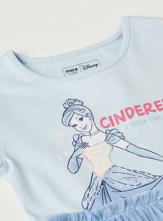 Girls Cinderella Print Tulle Dress