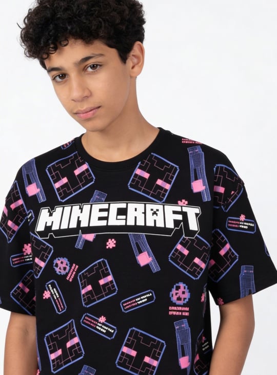 Boys Minecraft Print Oversized T-shirt