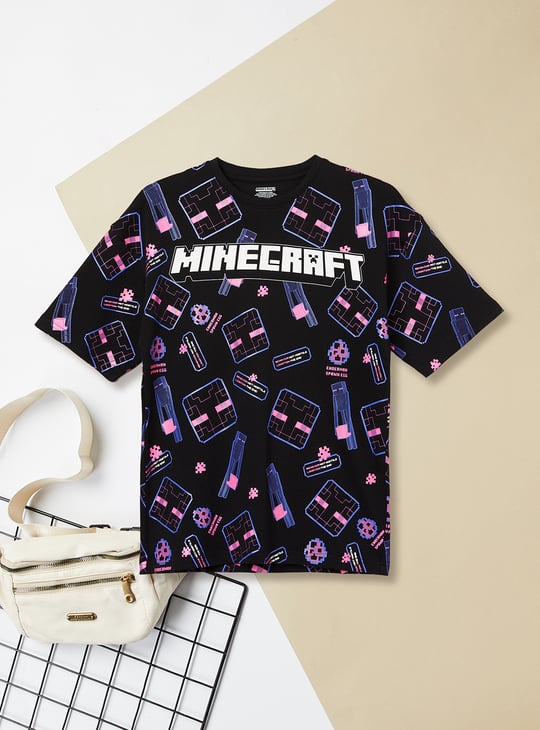 Boys Minecraft Print Oversized T-shirt