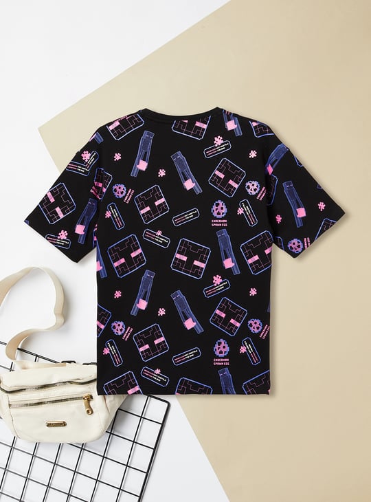 Boys Minecraft Print Oversized T-shirt