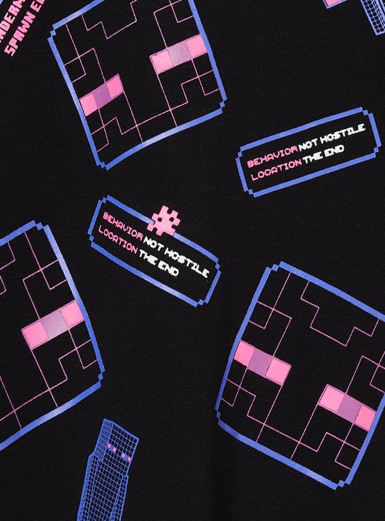 Boys Minecraft Print Oversized T-shirt