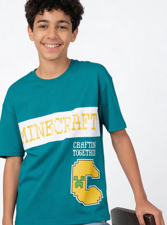 Boys Minecraft Print Oversized T-shirt