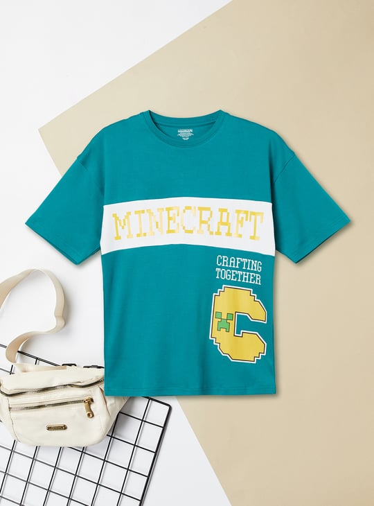 Boys Minecraft Print Oversized T-shirt
