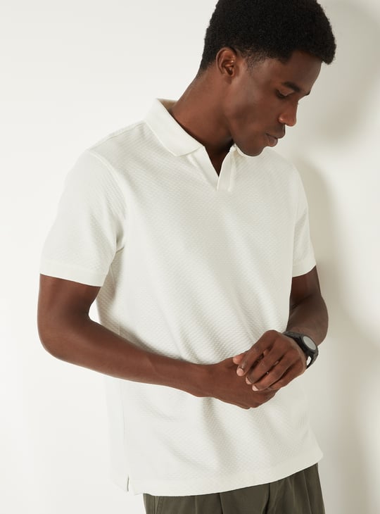 Men Knit Johnny Collar T-shirt