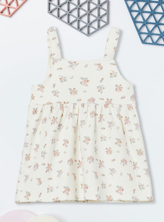 Girls Floral Print Pinafore Dress with T-shirt