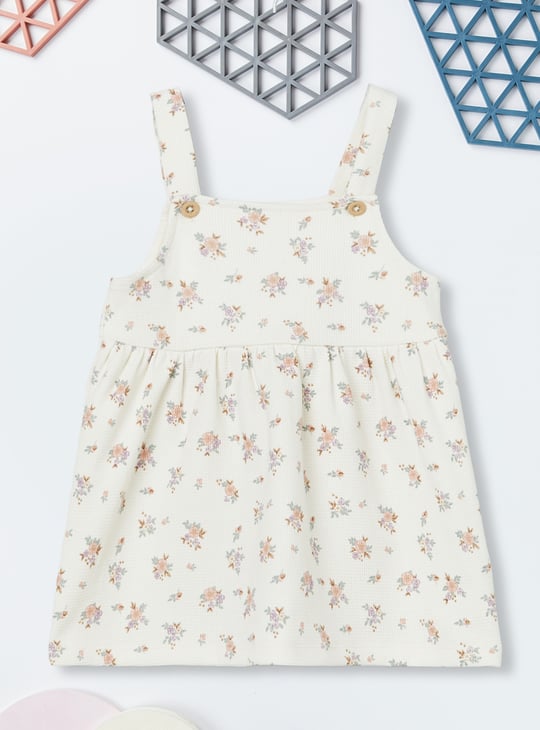 Girls Floral Print Pinafore Dress with T-shirt