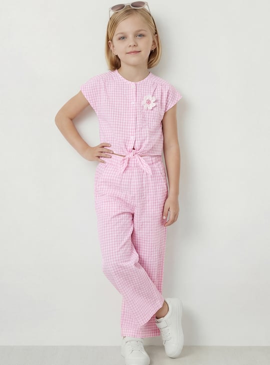 Girls Checked Top with Trousers Set