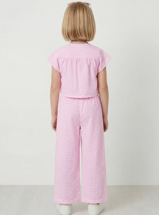 Girls Checked Top with Trousers Set