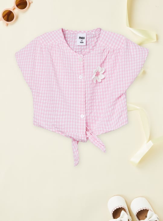 Girls Checked Top with Trousers Set