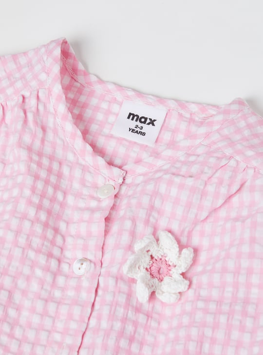 Girls Checked Top with Trousers Set
