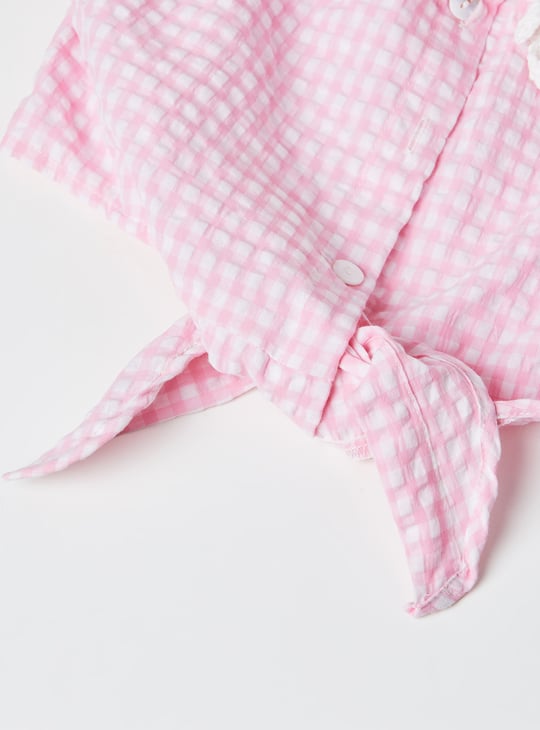 Girls Checked Top with Trousers Set