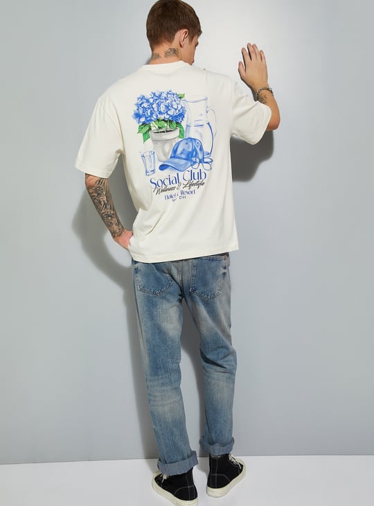 URB_N Men Oversized Back Print T-shirt | Off White | T-shirts
