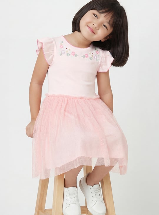 Girls Embroidered A-line Dress