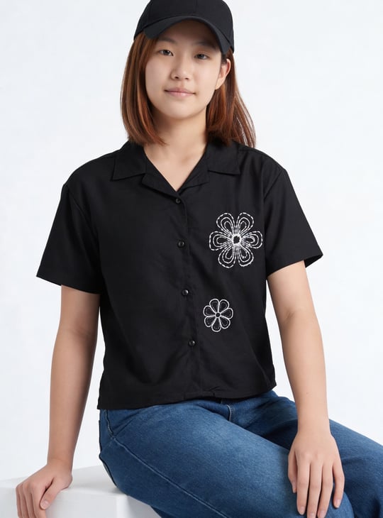 Girls Oversized Embroidered Shirt | Shirts