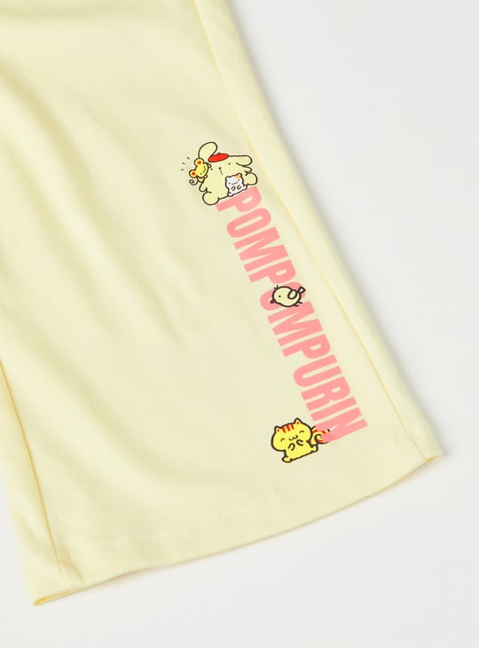 Girls Pompompurin Print T-shirt and Track Pants Set
