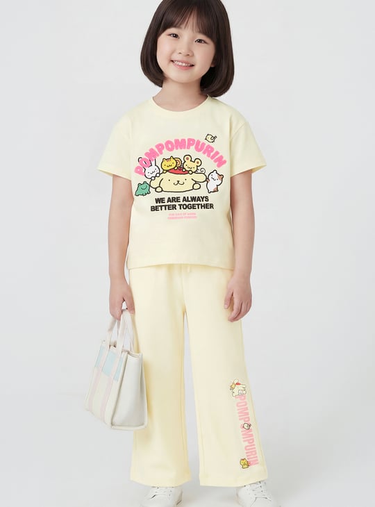 Girls Pompompurin Print T-shirt and Track Pants Set