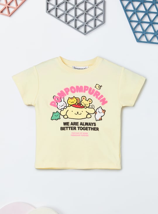 Girls Pompompurin Print T-shirt and Track Pants Set