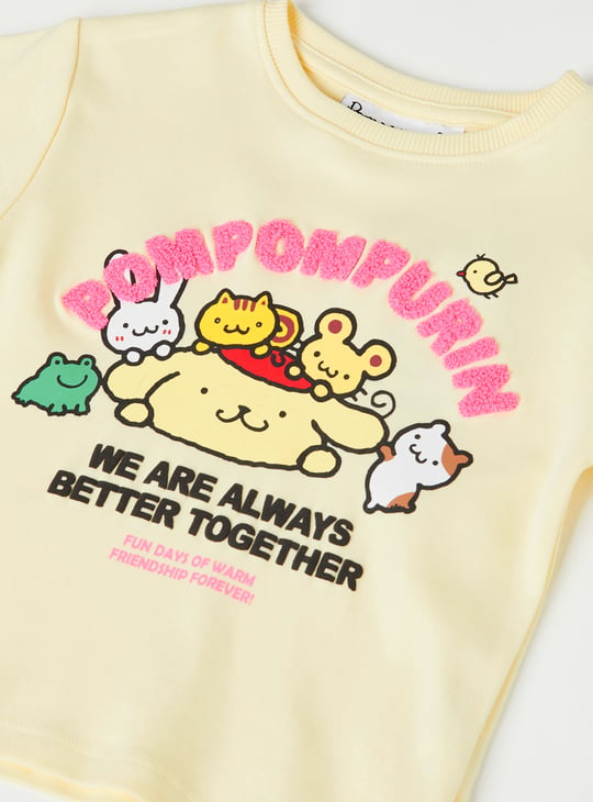 Girls Pompompurin Print T-shirt and Track Pants Set