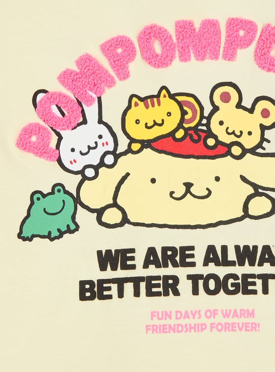Girls Pompompurin Print T-shirt and Track Pants Set