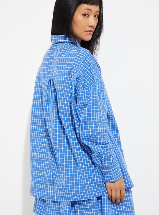 ALAYA F x URB_N Women Checked Oversized Shirt with Tie