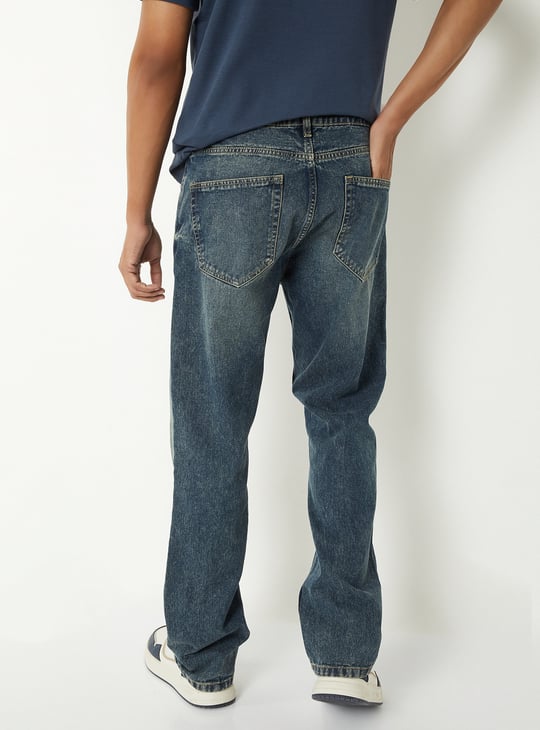 Men Washed Straight Fit Jeans