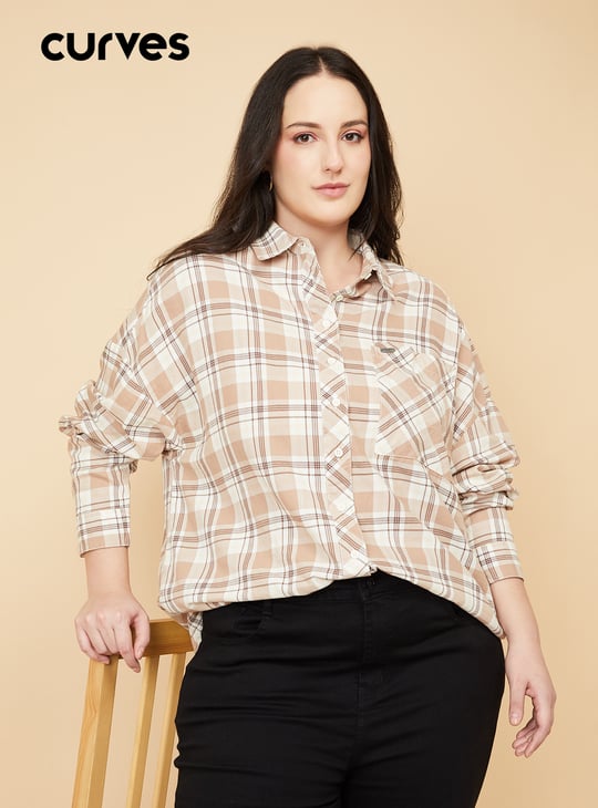 Women Checked Oversized Shirt