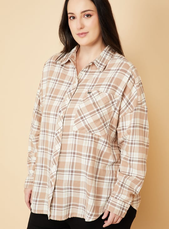Women Checked Oversized Shirt