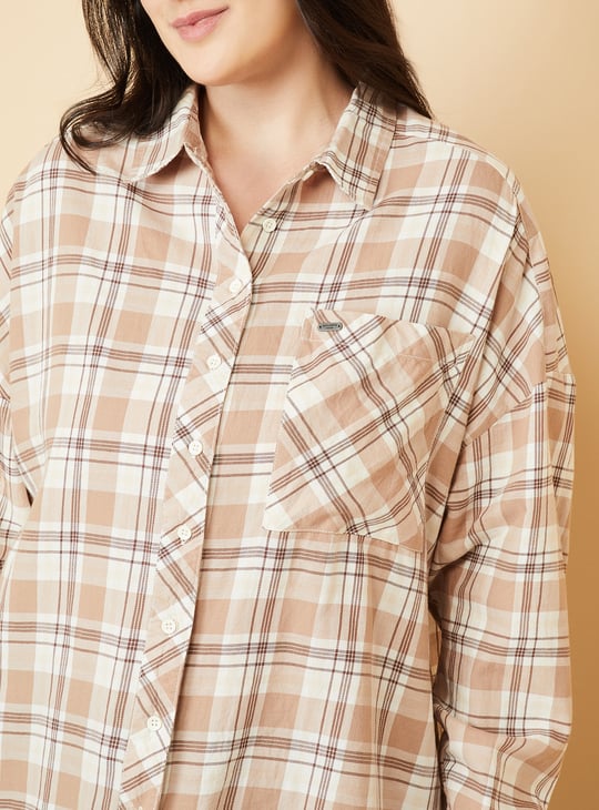 Women Checked Oversized Shirt