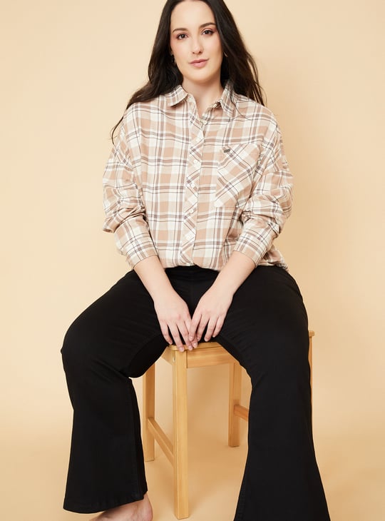 Women Checked Oversized Shirt
