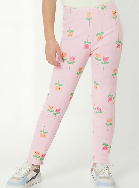 Girls Floral Print Leggings