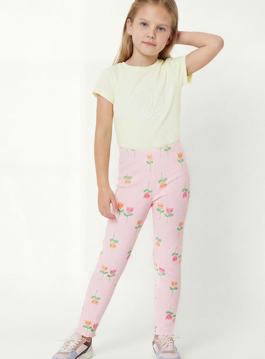 Girls Floral Print Leggings