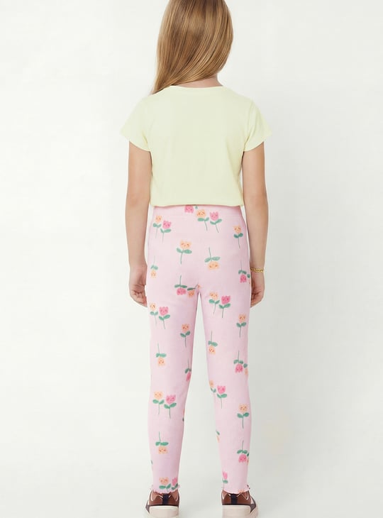 Girls Floral Print Leggings