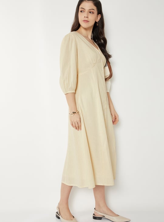 max a line dress Textured A-line Modest Formal Dresses a line midi denim Size:US20-UK22-EUR50 neckline and 3/4 sleeves