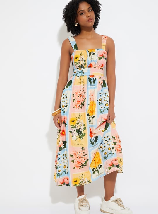 myntra dresses for ladies Maxi Dresses Max Max Floral Print A-Line Midi Dress(S)by new style dresses