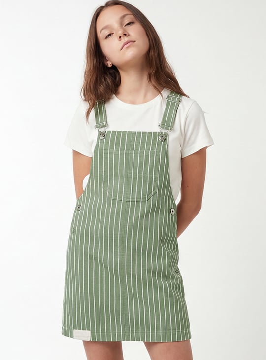 green dungaree dress Girls Striped with Top Toddler Princess Dress