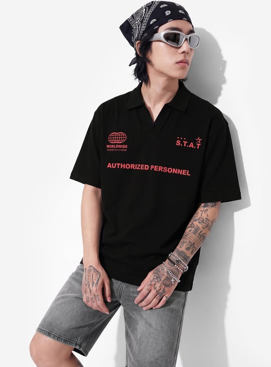URB_N Men Oversized Printed Polo T-shirt - Image 1